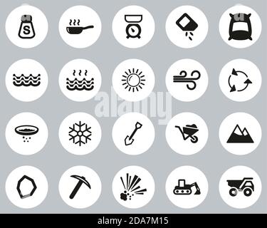 Salt & Salt Mining Icons Black & White Flat Design Set Big Stock Vector ...