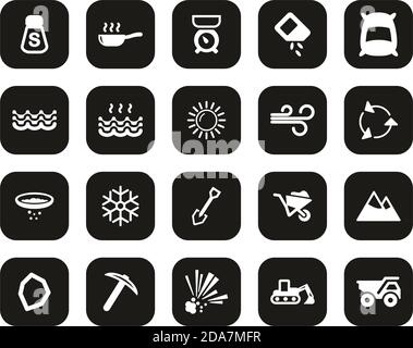 Salt & Salt Mining Icons Black & White Flat Design Set Big Stock Vector ...