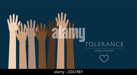 raised human hands respect and tolerance concept vector illustration EPS10