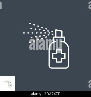 Medical spray disinfect related vector thin line icon. Stock Vector