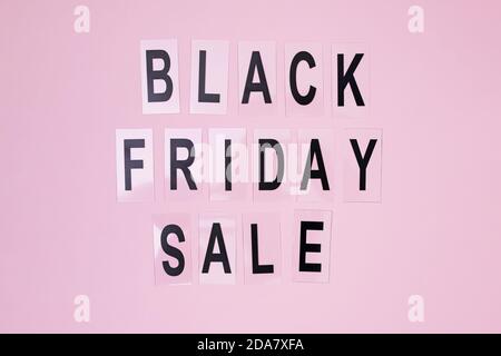 Text Black Friday Sale on pink background Stock Photo