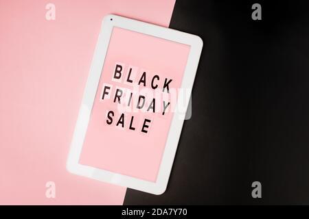 Tablet mock-up with text Black Friday Sale Stock Photo