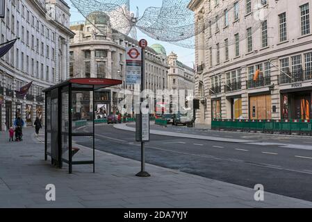 Regent Street in London's West End on the afternoon of 10th November 2020, at the beginning of the second national lockdown Stock Photo