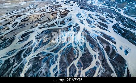 Aerial View Of Glacier Rivers In Iceland Stock Photo Alamy   Drone View Of A Riverbed In Iceland With Amazing Shapes And Colors 2da7yt6 