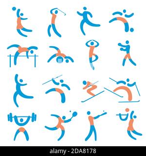 Sport fitness icons. Colorful symbols with sport, fitness and healthy lifestyle activities. Vector available. Stock Vector