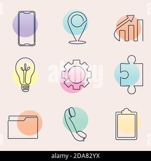 icon set one line style Stock Vector