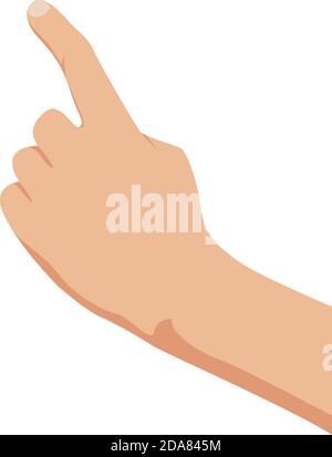 Pointing hand. Hand touch. Isolated on white. Flat style. Easy to edit. White background. Vector Illustration Stock Vector
