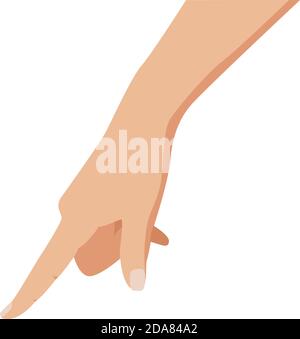 Pointing or pressing hand. Hand touch. Tapping finger. Isolated on white. Flat style. Easy to edit. White background. Vector Illustration Stock Vector