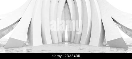 white gothic neo classic architecture arch modern design abstract background 3d rendering illustration Stock Photo