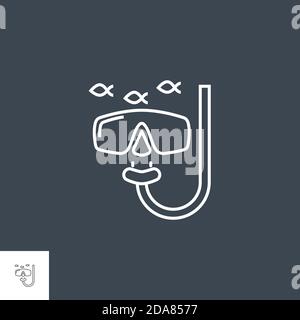 Snorkeling Related Vector Line Icon. Stock Vector