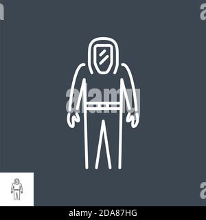 Biological Protection Suit related vector thin line icon. Stock Vector