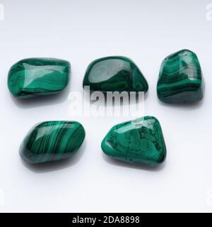 Natural green malachite on white background Stock Photo