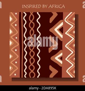 African background, flyer with grunge tribal traditional pattern. Conceptual design, Ethnic ornament. Warm browns. Trend illustration Stock Vector