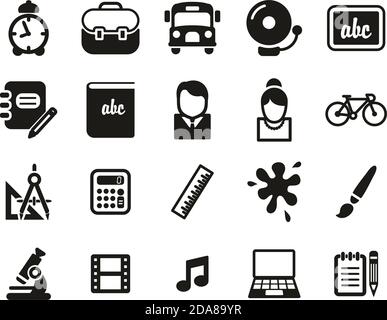 School Or Education Icons Black & White Set Big Stock Vector