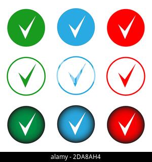Set of vector colored round checkbox buttons. Stock Vector