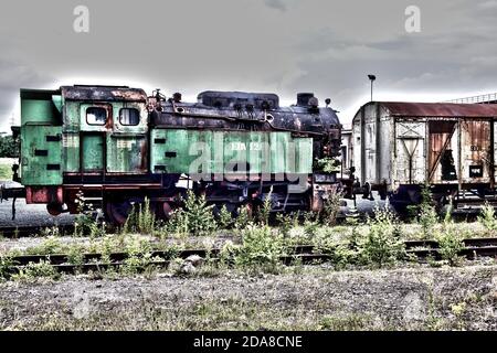 Steam Locomotive Graveyard Stock Photo