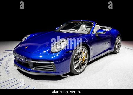 Porsche 911 Carrera 4S cabriolet sports car at the 89th Geneva International Motor Show. Geneva, Switzerland - March 6, 2019. Stock Photo