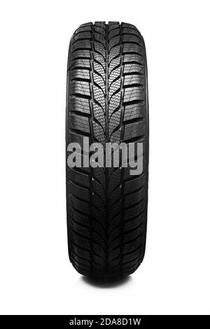 Front view of a single car tire isolated on white background Stock Photo
