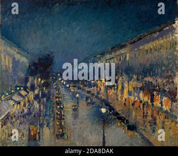 The Boulevard Montmartre at Night, 1897 by Camille Pissarro Stock Photo