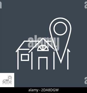 Stay Home related vector thin line icon. Stock Vector
