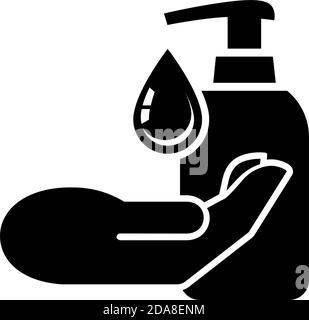Hand sanitizer gel disease prevention. Vector icon sanitizer and antiseptic alcohol gel symbol. Healthcare wash hands with soap, antibacterial icon on Stock Vector
