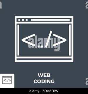 Web Coding Line Icon Stock Vector