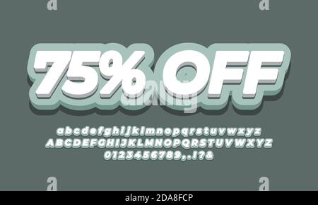 75% off seventy five percent sale discount promotion text  3d soft design Stock Vector