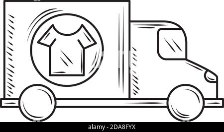 delivery laundry truck transport vector illustration line style icon Stock Vector