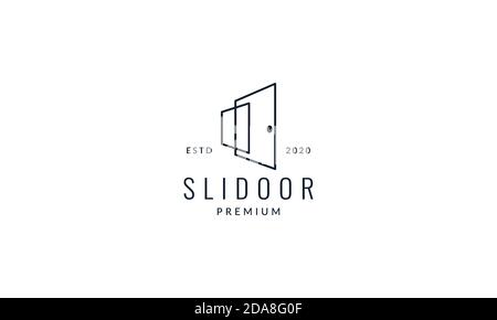 door slide line outline modern logo vector icon illustration design Stock Vector