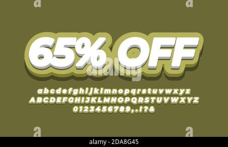 65% off sixty five percent sale discount promotion text  3d green design Stock Vector