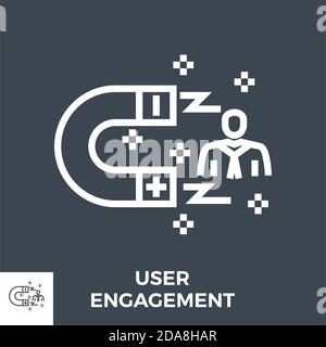 User engagement line icon Stock Vector