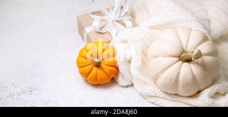 Thanksgiving web banner in cosy rustic style Stock Photo