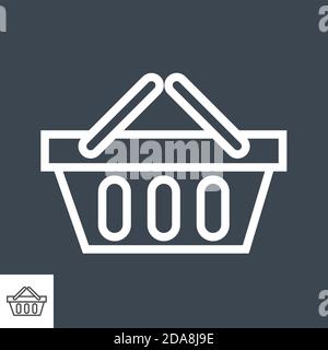 Shop basket icon line isolated on white background. Black flat thin ...