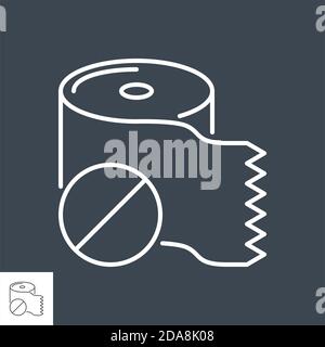 Toilet paper related vector thin line icon. Stock Vector