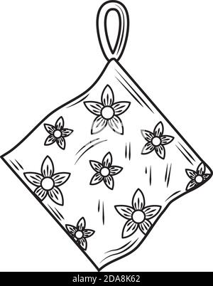 laundry hanging towel with flowers vector illustration line style icon Stock Vector