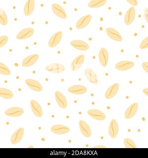 Seamless pattern with granola, muesli on white background. Healthy food, oat flakes, vector cartoon illustration. Stock Vector