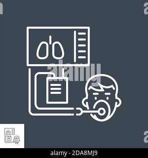 Medical ventilator related vector thin line icon. Stock Vector