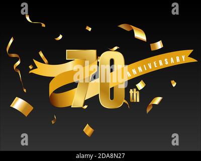 anniversary sign templates shiny luxury golden number ribbon vector template Stock Vector