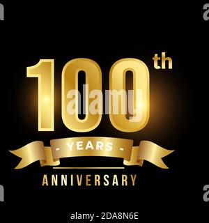 anniversary sign templates shiny luxury golden number ribbon vector template Stock Vector