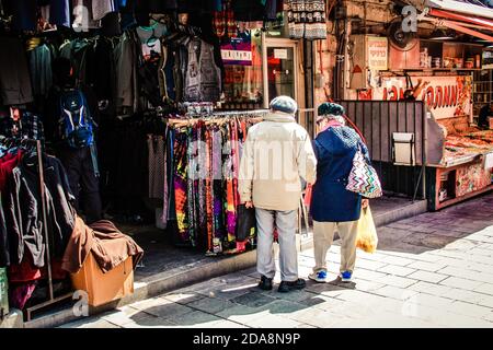 Jerusalem Israel May 02, 2019 View of unidentified people shopping at Mahane Yehuda market in Jerusalem before the time when the coronavirus epidemic