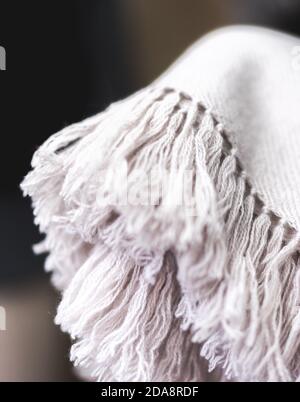 close up of a white pink fabric, wool and cashmere, soft natural textile Stock Photo