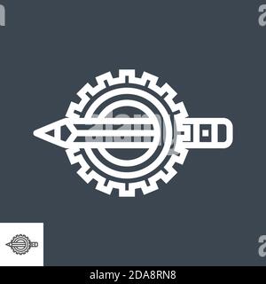 Pensil with gear line icon Stock Vector