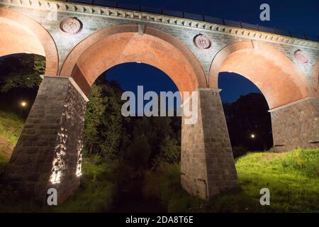 Old railway bridge over Boruja river in Bytow, Poland. September 18th 2020 © Wojciech Strozyk / Alamy Stock Photo *** Local Caption *** Stock Photo