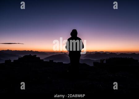 Sunrise on the top of the Chaberton mountain Stock Photo