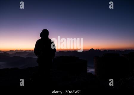 Sunrise on the top of the Chaberton mountain Stock Photo