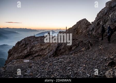 Sunrise on the top of the Chaberton mountain Stock Photo