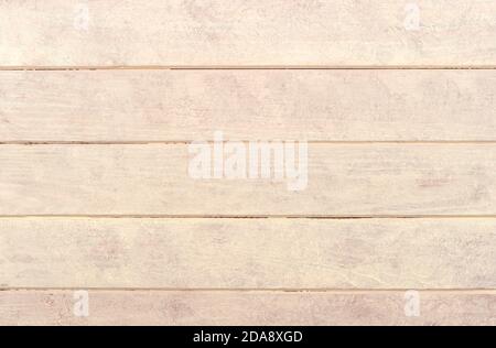 Empty cream color wooden plank background texture. Top view wooden plank panel Stock Photo