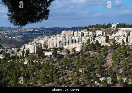 Panoramic view of Har Nof neighborhood Stock Photo