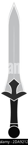Isolated silver sword black medieval war icon- Vector Stock Vector