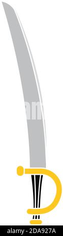 Isolated samurai silver sword medieval war icon- Vector Stock Vector